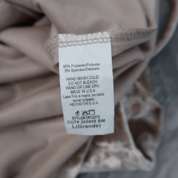 Love J Mini Dress Womens Crushed Velvet Champaign Sleeveless Spaghetti Straps L - Picture 10 of 15